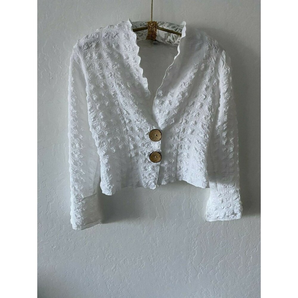Courtney Washington Womens Small White Pucker Tank Top Blazer USA 2 Piece Set
